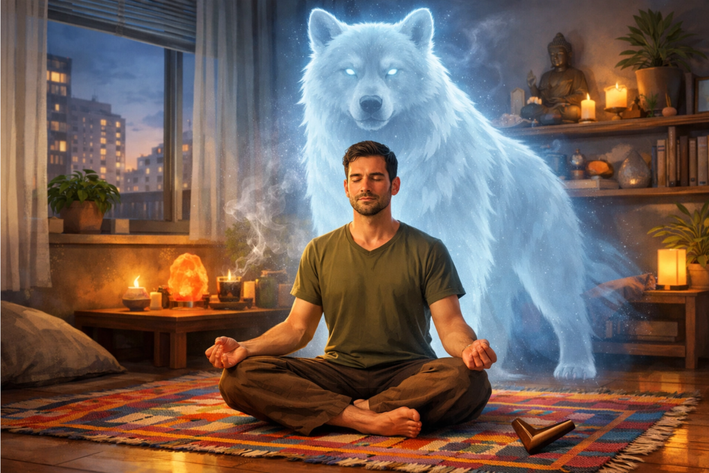 Animal de poder protetor em uma roda de rapé