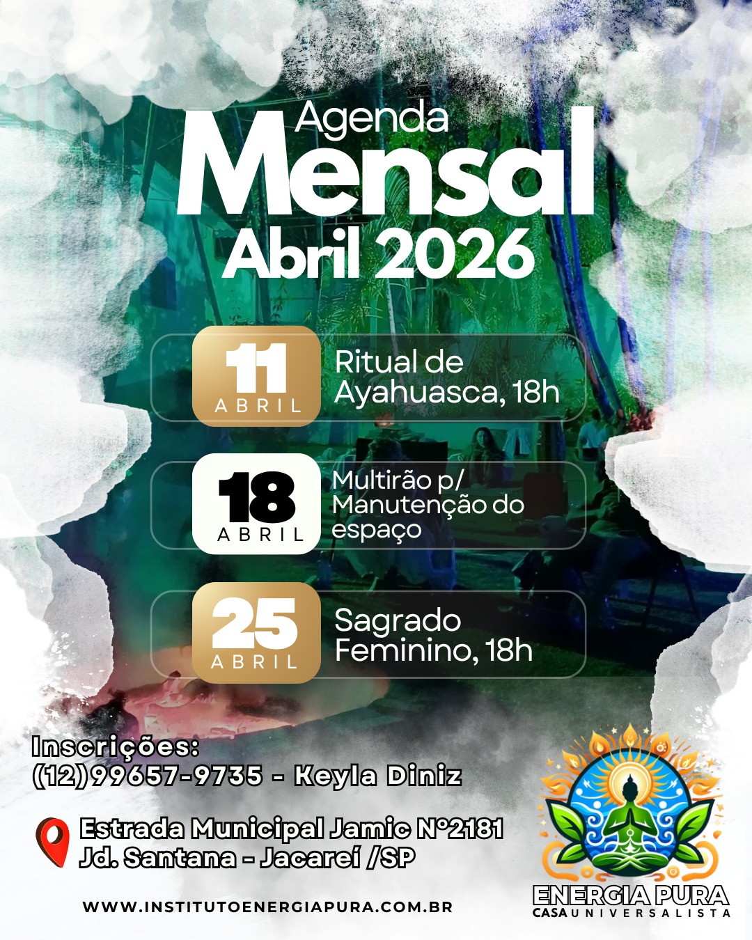 agenda do mes de abril do instituto energia pura