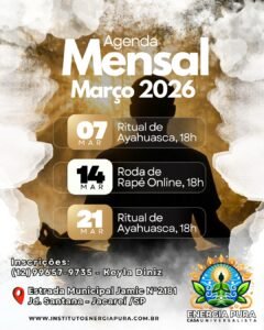 Agenda de MArço do instituto energia pura - casa universalista.